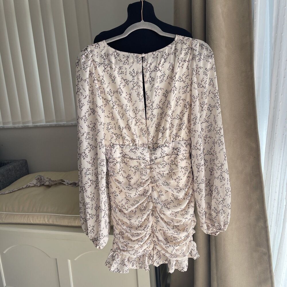 NEW Rosevelvet Ruched Belted Faux Wrap Top Mini Sexy Party Dress S - Picture 5 of 16